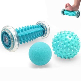 Rodillo y Pelota para Masajes Aliviar la Plantar FasciitisMasajeador de Pies Profundo con 2 Kit de Bola de MasajePelota Yoga y Masaje de pies para... 
