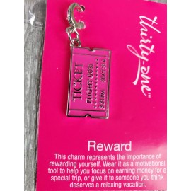 Thirty-One Charm #286A Pink TICKET, Chrome-Plated Zinc Alloy - REWARD - NEW