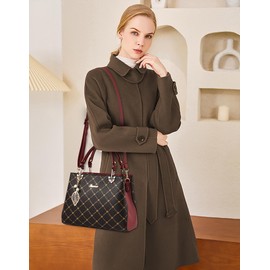 FORRICA Handbag for Women Shoulder Bag Ladies Fashion Print Top Handle Bag PU Leather with Maple Leaf Pendant Crossbody Handbag Red