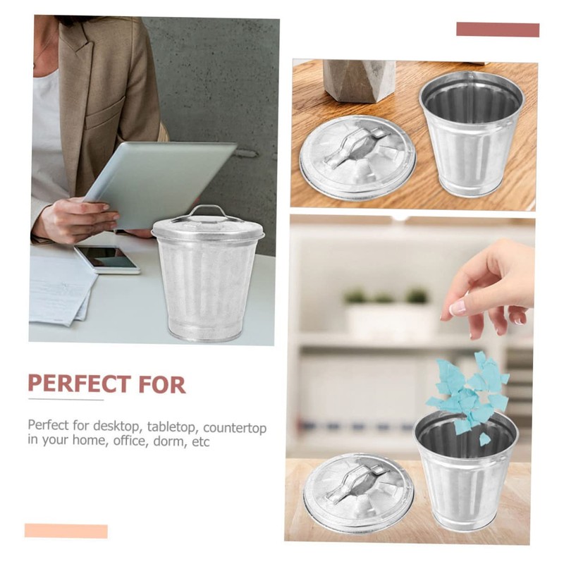 COHEALI 4pcs Small Trash Can with Lid Creative Garbage Bin