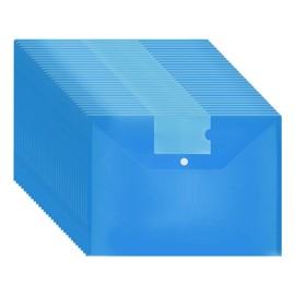 Plastic Wallets A4 Document Folders for Paperwork A4 Document Wallets Popper Wallet A4 with Button Closure (Blue), 30 Pack