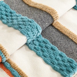 BENVWE Christmas Boho Pillow Covers 18x18 Set of 2,Decorative Farmhouse Cushion Case Soft Chenille Striped Square Throw Pillow Covers Accent Nuetral Textured Pillowcases for Couch Sofa Bed,Blue