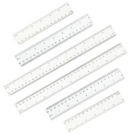 6 Piece Ruler Set, Ruler Small, Measuring Ruler Tool, Precision Transparent Flexible Ruler 20 cm, Ruler 15 cm and Ruler 30 cm for School, Teaching, Office, Home, Drawing, Engineering