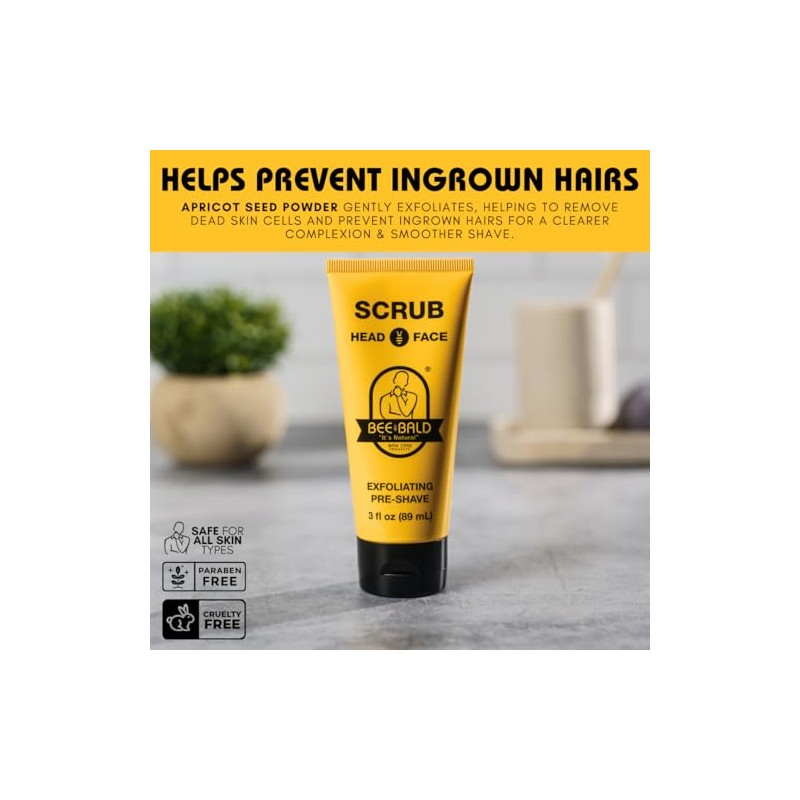 Bee Bald Scrub for Head and Face, 3 Fluid Ounce