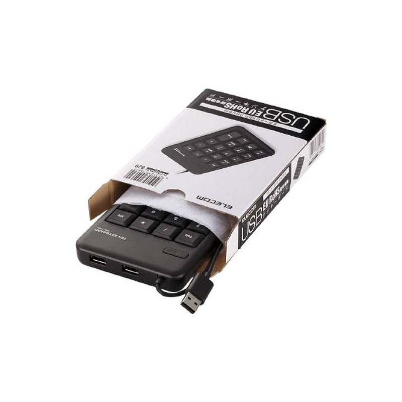 エレコム テンキー 有線 メンブレン Mサイズ USBポート付 RoHS指令準拠 ブラック TK-TCM012BK/RS