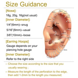 MODRSA Hoop Nose Ring Nose Hoop Double Hoop Nose Ring Gold Nose Ring Hoop Double Hoop Earring Nose Ring Cartilage Hoop earring Cartilage Hoop Helix Hoops 18g 6mm