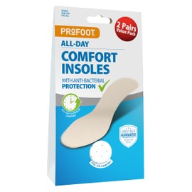 Profoot All Day Comfort Insole Offers Extra Cushioning with Anti-Bacterial Protection. for Sore or fatigued feet Sometimes Caused by Ill-Fitting Shoes - Pack of 2
