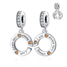 Rimgoris 925 Sterling Silver Charm for Women Bracelets Necklace Mothers Day Heart Ruby Stars and Moon Mother Daughter Portrait Friendship Mom Infinity Love of Life Family Engraved Charm, Silver, Cubic