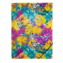 Herma 19384 Folder A4 Twinkle Gold Magic Made of Sturdy Plastic with Glitter Effect, Elastic Folder, Folder with Corner Straps, 1 Portfolio Folder for Children, leopard