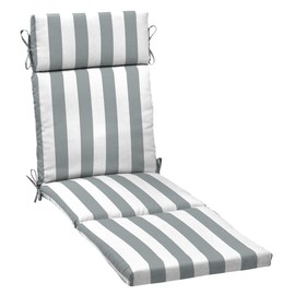Ergonomic Design Universal Fit Thick Chaise Lounge Patio Cushions for Outdoor Furniture | All Weather Grey & White Stripes Beach Garden Swing Thick Nonslip UV Stain Fade Waterproof 72" X 21"