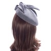 Lawliet Women Wool Felt Pillbox Fascinator Wedding Fedoras Party Gray