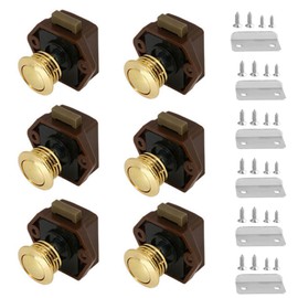 MTSmart Pack of 6 Motorhome Locks, Cabinet Push Lock Button Catch, Keyless Motorhome Lock for Motorhomes, Yachts, Boats, RV Camping Cabinet, Caravan, Cut Out 20 mm (Gold)