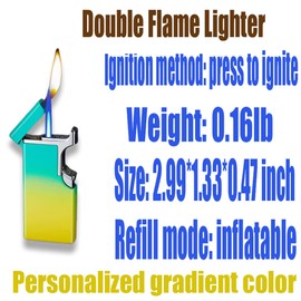 JEOKWMS Butane Lighter Cool Lighters Dual Flame Lighter Windproof Lighter Cool Inflatable Blue Flame Candle Kitchen Barbecue Men's Camping Gifts (Without Butane)