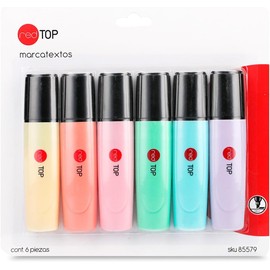 Red Top Marcatextos Pastel Punta Cincel 6 piezas Colores Pastel