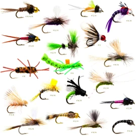36 Producing Fly Fishing Flies Assortment | Dry, Wet, Nymphs, Caddis, Hopper Fly Lures | Trout, Bass, Steelhead Fishing Lure