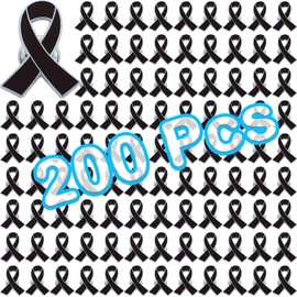 200 Pcs Funeral Ribbons Memorial Ribbon Black Awareness Ribbon Safety Pin Funeral Pins Memorial Service for Mourning Remembrance Day Funeral Event