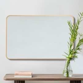 CULER Gold Bathroom Wall Mirror,24 x 36 Inch Rectangle Vanity Modern Tempered Glass Mirror for Bedroom,Living Room,Entryway