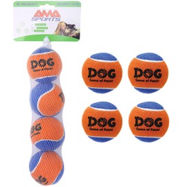 AMA SPORT Squeaky Tennis Balls for Dogs 2.5" Small Medium Dog Tennis Balls for Throwing and Fetching Dog Toys for Training, Exercise, High Bouncing 4 Pack (Orange Blue)