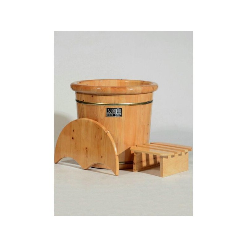 Hinoki 히노끼족욕통 발습식 편백나무 발찜질 40CM 건식 [40둥근 부 훈증접시