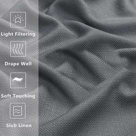 Gwine Dark Grey Kitchen Curtains 36 Inch Length, Light Filtering Faux Linen Textured Small Half Window Curtains Over Sink, Rod Pocket Short Curtain for Bathroom Basement RV Camper, Each 30" Wx36 L