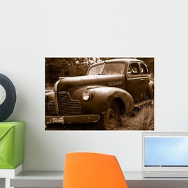 Wallmonkeys WM262422 Rusty Old Car Peel and Stick Wall Decals, 18" W x 12" H-Small