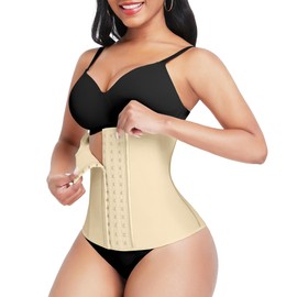 Waist Trainer for Women Latex Underbust Waist Cincher Corset, Tummy Control Corset Sport Girder Hourglass Body Shaper, Small, Beige