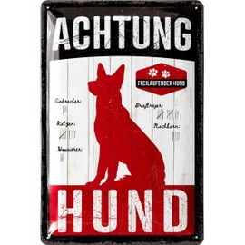 LANOLU Retro Tin Sign Warning of the Dog Signs, Retro Tin Sign Caution Dog Sign, Funny Warning Sign, Dog Warning Sign, Metal Signs with Sayings, 20 x 30 cm