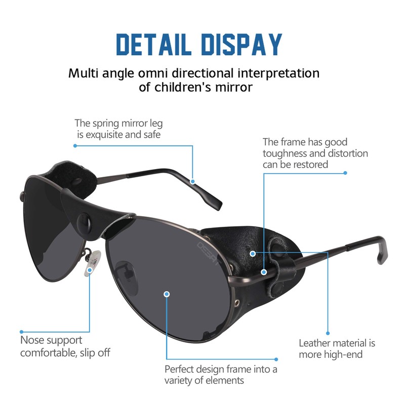 Ossat Polarized sunglasses with side shields cowhide wind proof sunshade