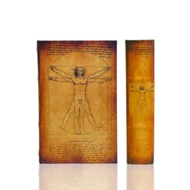 Enchanted WORL OF BOXES Da Vinci - Vitruvian Man Art Book Box Secret Book Box Hidden Storage Jewelry Box Vintage Keepsake