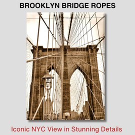 Brooklyn Bridge NYC Magnet – Sepia Photo of Bridge Ropes – 3.5x2.5 Inch Metal Fridge Magnet – New York City Souvenir by ArtMalore