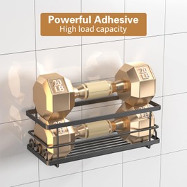 Youvip Shower Caddy Adhesive, 3 Pack Bathroom Shower Organizers, No Drilling Shower Shelves with Hooks & Soap Holder, Large Capacity Shower Rack for Inside Shower, Black