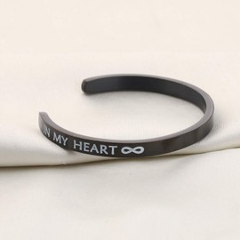 MYOSPARK Memorial Bracelet Dad In My Heart Forever Dad Memorial Jewelry Remembrance Gift For In Memory Of Dad (Dad In My Heart Cuff Black)