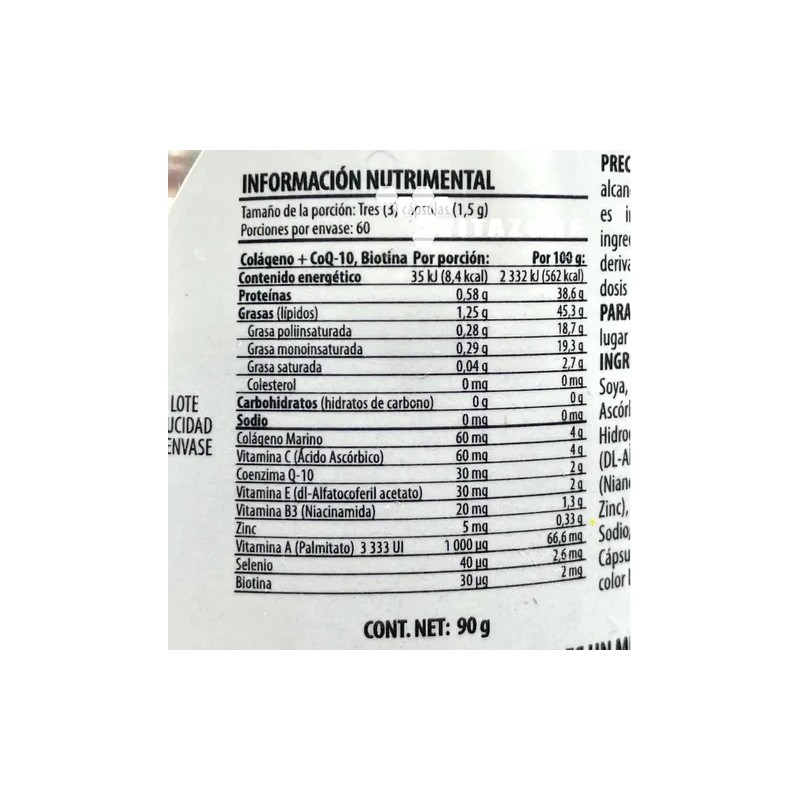 Colágeno CoQ-10 180 Cápsulas Solanum Colágeno Coenzima Q-10 Biotina Vitaminas