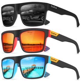 DioKiw Polarized Sunglasses for Men Sporty Style Design Driving Travel Sun Glasses Lightweight Square Frame UV Protection Goggles