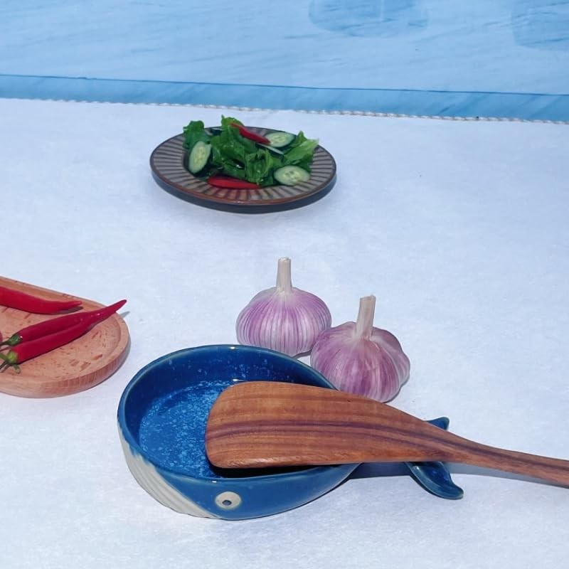 ANLYAWX Ceramic Whale Spoon Stand - Adorable Kitchen Decor, Heat-Resistant