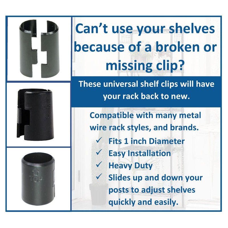 JSP Manufacturing 1" Diameter Post Wire Shelf Clips Shelving Split