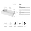 White Wall Mounted Ceramic Bathroom Sink, 7" x 14" Rectangle