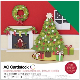 American Crafts 12" x 12" Christmas Cardstock Pack - Acid-Free, Archival Quality - 60 Sheets
