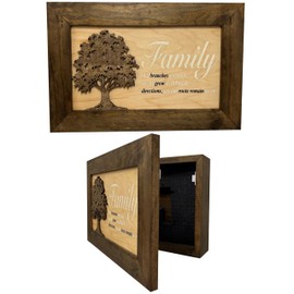 Hidden Gun Storage Cabinet with Family Branches by Bellewood Designs (Dark Walnut)