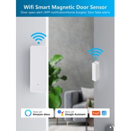 Wvoillty WiFi Door Sensor, Intelligent Wireless Window Sensor, Compatible with Alexa & Google Assistant, Real-time Notifications, Easy Installation, No Hub Required, Pack of 2