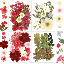 Dried Flowers for Resin, Resiners 100Pcs Dried Flowers for Candle Making Red Real Natural Pressed Flowers Dry Leaves Kit for DIY Crafts Resin Soap Scrapbook Supplies Card Making Jewelry