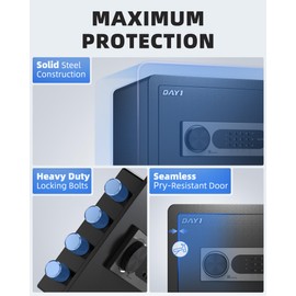 DAYI Safe Box, 1.4 Cubic Feet Home Safe with Fireproof Waterproof Bag, Security Safe Box for Money Cash Valuables, Digital Electronic Keypad, Dual Alarm System, Removable Shelf - D-35