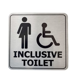 Inclusive Toilet Gender Neutral Disabled Metal Toilet Bathroom Door Sign Plaque