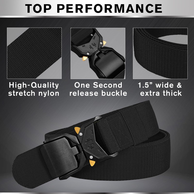 TECEUM Tactical Belt – Black B1 XL – Heavy-Duty Military,