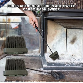 Pack of 2 Fireplace Brush, Replacement Broom for Fireplace Tools, Fire Stove Fireplace Brush, Fireplace Brush, Fireplace Brush Head, Fireplace Cutlery Sets for Home and Fireplace Cleaning (2, Black)