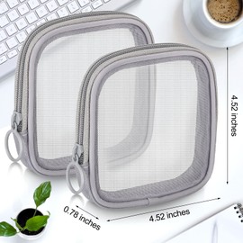 Weewooday Weewooday 4 Pcs Mesh Makeup Bag Mesh Cosmetic Bag Travel Toiletry Pouch with Zipper Mini Makeup Cosmetic Purse for Daily Accessory (Pink,Small)(Small,Gray)