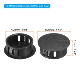 PATIKIL 30pcs 25mm(1") Plastic Hole Plugs Flush Type Round Hole Plug Covers for Table Kitchen Cabinet Furniture Black