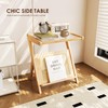 Bamworld Rattan Side Table Boho Night Stand Glass Bedside Small