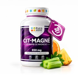 Citrato de Magnesio 850 mg 60 Cápsulas Veganas Formulated by 4 Seasons Nutrition para 30 Días