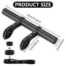 Aluminium Alloy Handlebar Extender, 30 cm Handlebar Extension Brackets, Bicycle Handlebar Extension with Screwdriver, Double Bike Handlebar Extender for GPS Camera Torch